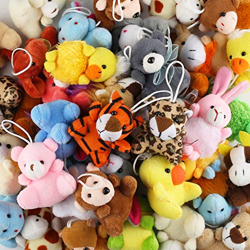 32 Piece Mini Plush Animal Toy Set, Cute Small Animals Plush Keychain Decoration for Themed Parties, Kindergarten Gift Giveaway, Teacher Student Award, Goody Bags Filler For Boys Girls Child Kid by Punertoy