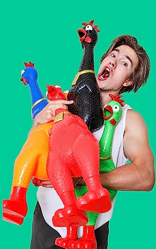 Animolds Hug Me Giant Rubber Chicken- Huge Screaming Rubber Chicken Toy for Kids Novelty Extra Large Squeaky Toy | Screams Up to 45 Seconds- Our Biggest Chicken Yet! (Blue) by Flash Sales