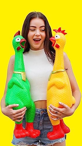 Animolds Hug Me Giant Rubber Chicken- Huge Screaming Rubber Chicken Toy for Kids Novelty Extra Large Squeaky Toy | Screams Up to 45 Seconds- Our Biggest Chicken Yet! (Blue) by Flash Sales