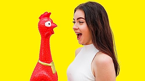 Animolds Hug Me Giant Rubber Chicken- Huge Screaming Rubber Chicken Toy for Kids Novelty Extra Large Squeaky Toy | Screams Up to 45 Seconds- Our Biggest Chicken Yet! (Blue) by Flash Sales