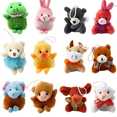 32 Piece Mini Plush Animal Toy Set, Cute Small Animals Plush Keychain Decoration for Themed Parties, Kindergarten Gift Giveaway, Teacher Student Award, Goody Bags Filler For Boys Girls Child Kid by Punertoy