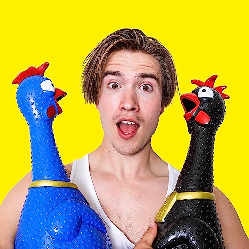 Animolds Hug Me Giant Rubber Chicken- Huge Screaming Rubber Chicken Toy for Kids Novelty Extra Large Squeaky Toy | Screams Up to 45 Seconds- Our Biggest Chicken Yet! (Blue) by Flash Sales