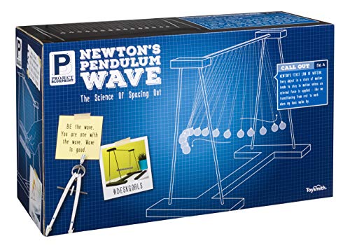 Toysmith Project Blueprint Newton's Pendulum Wave Science Toys - Novelty Desk DÃ©cor Sensory Fidget Gift (31890) Blue 16.5x10x6.25 inch by Toysmith