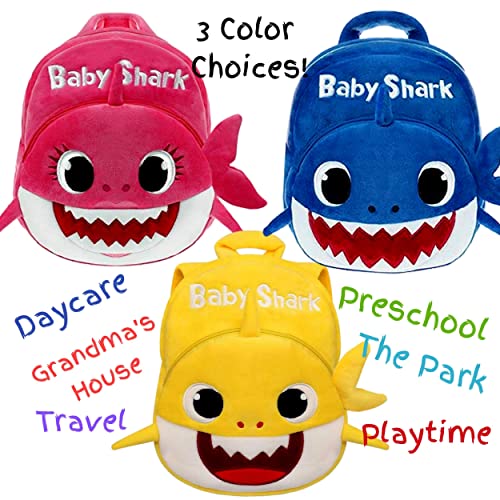Q&M Novelties Baby Shark Backpack Gift Set Bundle (5 Pack), Kids Baby Shark Toys Plush Toddler Play Set, Pink- Mommy Shark from Q&M Novelties