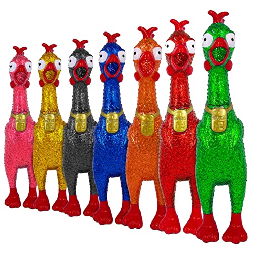 Animolds Squeeze Me Rubber Chicken Toy | Screaming Rubber Chickens for Kids | Novelty Squeaky Toy Chicken (6-Pack Glitter Chicken Random Color) from Flash Sales