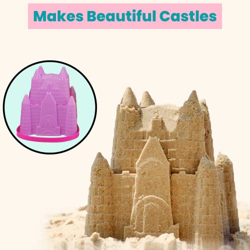 4E's Novelty (4 Sets) Castle Beach Buckets and Shovels, Large Size 7" - Sand Castle Building Kit, Sandcastle Molds Beach Toys for Kids 3-10, Outdoor Sand Toys for Toddlers by 4E's Novelty