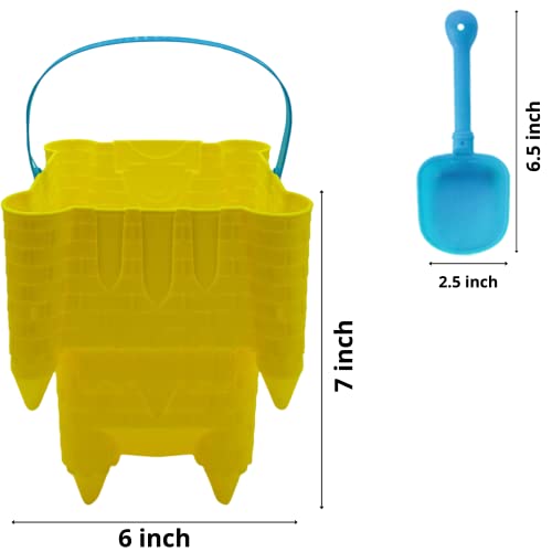 4E's Novelty (4 Sets) Castle Beach Buckets and Shovels, Large Size 7" - Sand Castle Building Kit, Sandcastle Molds Beach Toys for Kids 3-10, Outdoor Sand Toys for Toddlers by 4E's Novelty