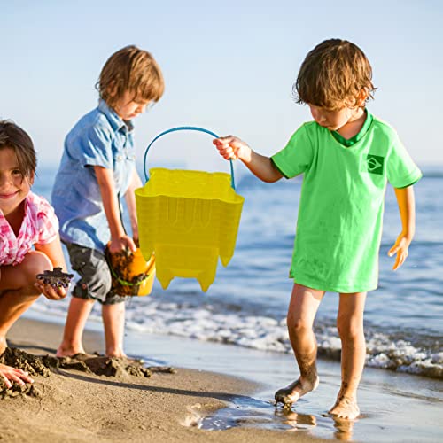 4E's Novelty (4 Sets) Castle Beach Buckets and Shovels, Large Size 7" - Sand Castle Building Kit, Sandcastle Molds Beach Toys for Kids 3-10, Outdoor Sand Toys for Toddlers by 4E's Novelty