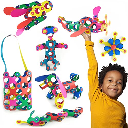 Clixo Rainbow 42 Piece Pack- The Flexible, Durable, Imagination-Boosting Magnetic Building Toy- Modern, Modular Designs for Hours of STEM Play. A Multi-Sensory Magnet Toy Experience Anywhere! Ages 4-8 by Toyish Labs Inc.