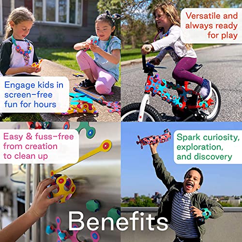 Clixo Rainbow 42 Piece Pack- The Flexible, Durable, Imagination-Boosting Magnetic Building Toy- Modern, Modular Designs for Hours of STEM Play. A Multi-Sensory Magnet Toy Experience Anywhere! Ages 4-8 by Toyish Labs Inc.