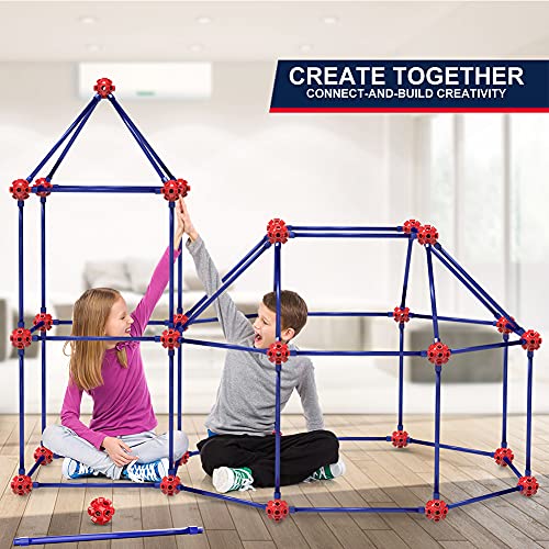 OleFun Fort Building Kit for Kids 4,5,6,7,8+Year Old Boys & Girls, 140 pcs, Creative STEM Building Toys for DIY Castles, Tunnels, Play Tent, Ideal Gift for Aged 5-8 by OleFun