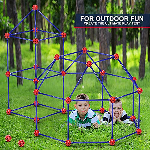 OleFun Fort Building Kit for Kids 4,5,6,7,8+Year Old Boys & Girls, 140 pcs, Creative STEM Building Toys for DIY Castles, Tunnels, Play Tent, Ideal Gift for Aged 5-8 by OleFun