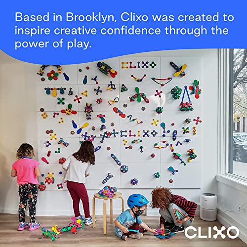 Clixo Rainbow 42 Piece Pack- The Flexible, Durable, Imagination-Boosting Magnetic Building Toy- Modern, Modular Designs for Hours of STEM Play. A Multi-Sensory Magnet Toy Experience Anywhere! Ages 4-8 by Toyish Labs Inc.