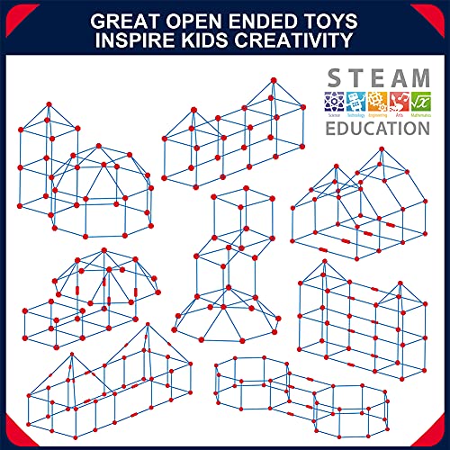 OleFun Fort Building Kit for Kids 4,5,6,7,8+Year Old Boys & Girls, 140 pcs, Creative STEM Building Toys for DIY Castles, Tunnels, Play Tent, Ideal Gift for Aged 5-8 by OleFun