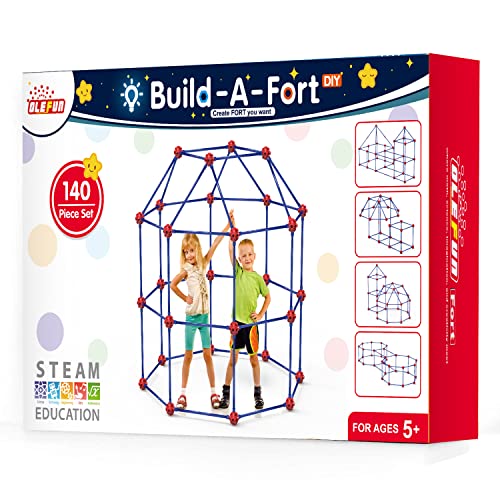 OleFun Fort Building Kit for Kids 4,5,6,7,8+Year Old Boys & Girls, 140 pcs, Creative STEM Building Toys for DIY Castles, Tunnels, Play Tent, Ideal Gift for Aged 5-8 by OleFun