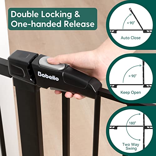Mom's Choice Award Winner-BABELIO Metal Baby Gate, 29-48'' Extra Wide Pet Gate, Walk Thru Child Safety Gate with Door, Pressure Mounted Dog Gate for Doorways & Stairs, with Y Spindle Rods,Black by BABELIO