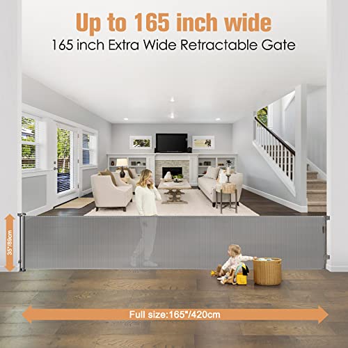 165 Inch Extra Wide Baby Gate Retractable Baby Gates Extra Wide Baby Gates for Large Openings Extra Long Baby Gate Indoor Extra Large Baby Gate Mesh Dog Gates for Doorways Pet Gate Outdoor Safety Gate from betertek