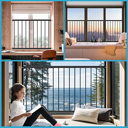 WAOWAO Window Safety Guards for Children Kids Child Toddler Pets Proof Extra Wide Black Tension Security Window Guard Gate for Home Fit 31.50"-86.62" (Black-4 Piece(86.61"-111.80"), Black) from WAOWAO