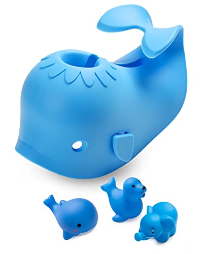 Mandoo Faucet Cover Bathtub Baby, Bath Spout Cover for Baby, Bath Faucet Cover for Kids, Tub Spout Cover Bathtub Faucet Cover Kids Safety, Protection Baby Universal Bath Silicone Toys Whale Blue by mandoo