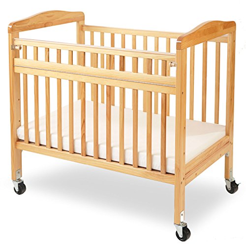LA Baby Compact Non-Folding Wooden Window Crib with Safety Gate, Natural by LA Baby