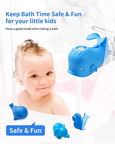 Mandoo Faucet Cover Bathtub Baby, Bath Spout Cover for Baby, Bath Faucet Cover for Kids, Tub Spout Cover Bathtub Faucet Cover Kids Safety, Protection Baby Universal Bath Silicone Toys Whale Blue by mandoo