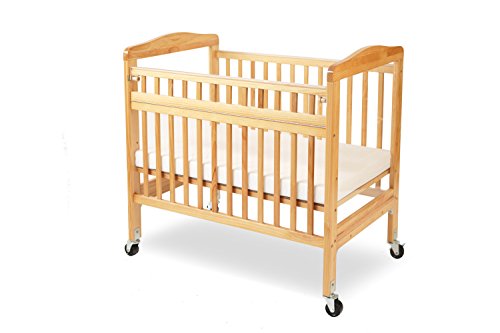 LA Baby Compact Non-Folding Wooden Window Crib with Safety Gate, Natural by LA Baby