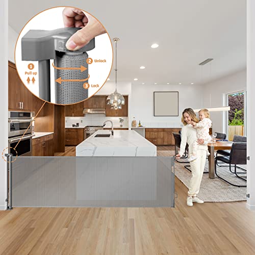 165 Inch Extra Wide Baby Gate Retractable Baby Gates Extra Wide Baby Gates for Large Openings Extra Long Baby Gate Indoor Extra Large Baby Gate Mesh Dog Gates for Doorways Pet Gate Outdoor Safety Gate from betertek