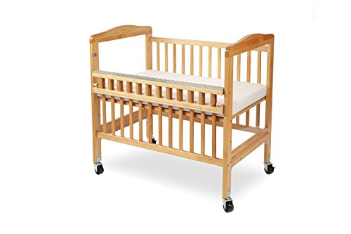 LA Baby Compact Non-Folding Wooden Window Crib with Safety Gate, Natural by LA Baby