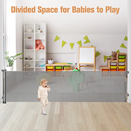 165 Inch Extra Wide Baby Gate Retractable Baby Gates Extra Wide Baby Gates for Large Openings Extra Long Baby Gate Indoor Extra Large Baby Gate Mesh Dog Gates for Doorways Pet Gate Outdoor Safety Gate from betertek