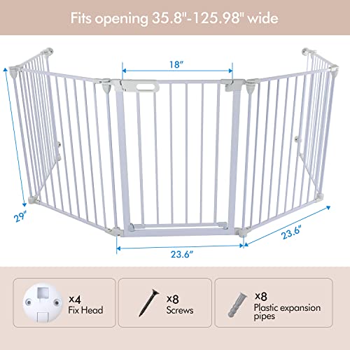 HOYOFO 125.98" Extra Wide Baby Gate Adjustable Play Yard Dog Fence Foldable 5 Panels Safety Gates for Stairs,Doorways by US ANNIE LLC