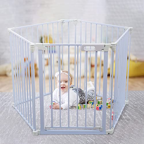 HOYOFO 125.98" Extra Wide Baby Gate Adjustable Play Yard Dog Fence Foldable 5 Panels Safety Gates for Stairs,Doorways by US ANNIE LLC
