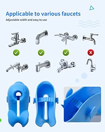 Mandoo Faucet Cover Bathtub Baby, Bath Spout Cover for Baby, Bath Faucet Cover for Kids, Tub Spout Cover Bathtub Faucet Cover Kids Safety, Protection Baby Universal Bath Silicone Toys Whale Blue by mandoo