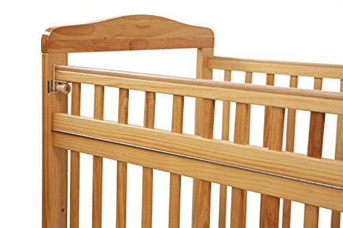 LA Baby Compact Non-Folding Wooden Window Crib with Safety Gate, Natural by LA Baby