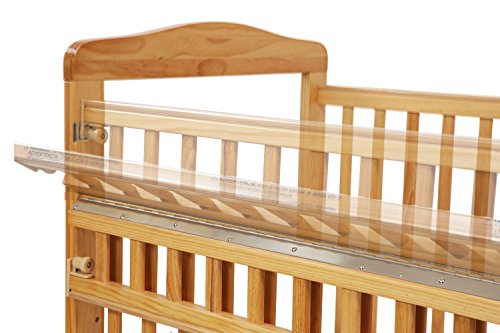 LA Baby Compact Non-Folding Wooden Window Crib with Safety Gate, Natural by LA Baby