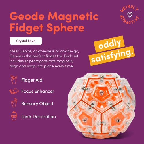 Speks Geode Magnetic Fidget Sphere - Pentagons 12-Piece Set - Lava - Fun Desk Toy for Adults by Speks