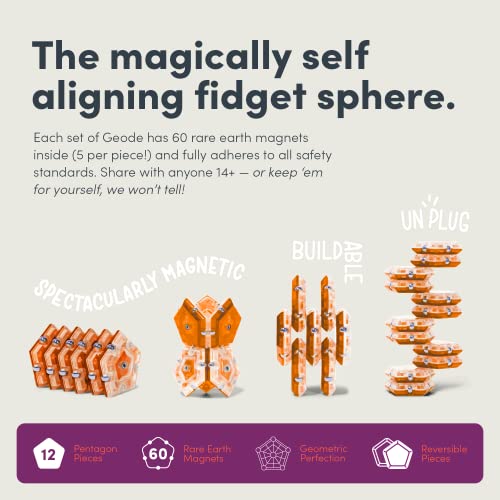 Speks Geode Magnetic Fidget Sphere - Pentagons 12-Piece Set - Lava - Fun Desk Toy for Adults by Speks