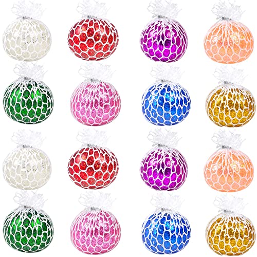 Littley 16 Pcs Kids Stress Balls,Squishy Stress Ball for Adults,Mesh Squishy Balls,Squishy Squeeze Balls Fidget Toys,globbles Stress Relief Toy,Stocking Stuffers,Cool Party Favors for Kids(16) from Littley