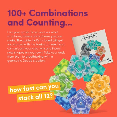 Speks Geode Magnetic Fidget Sphere - Pentagons 12-Piece Set - Lava - Fun Desk Toy for Adults by Speks