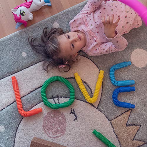 nutty toys 8 pk Pop Tubes Sensory Toys (Large) Fine Motor Skills Learning Toddler Toy for Kids Top ADHD Autism Fidget 2023 Best Preschool Boy Girl Gifts Idea Unique Christmas Toddler Stocking Stuffers from NUTTY TOYS