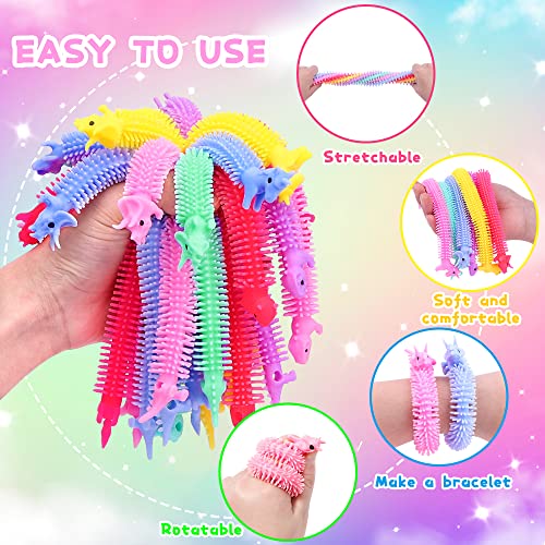 YUJUN 24PCS Stretchy Strings Fidget Toys, Colorful Sensory Worm Fidget Stretchy Toys for Kids Autistic Children Adults Relief Relaxing Anxiety Stress for Children Party Favors Gifts from YUJUN