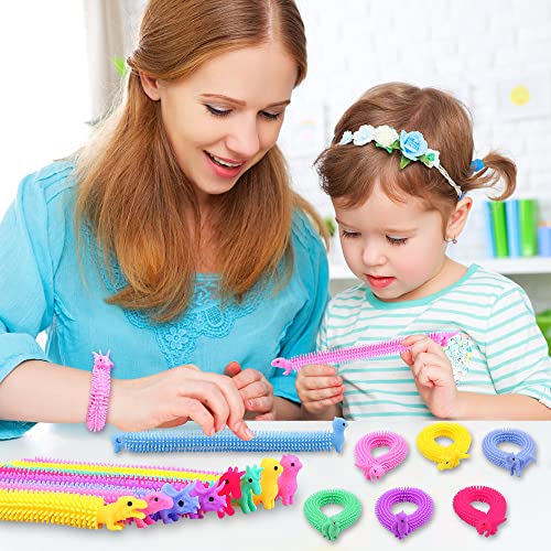 YUJUN 24PCS Stretchy Strings Fidget Toys, Colorful Sensory Worm Fidget Stretchy Toys for Kids Autistic Children Adults Relief Relaxing Anxiety Stress for Children Party Favors Gifts from YUJUN