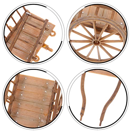 STOBOK 2Pcs Miniature Farming Cart Model Dollhouse Miniature Barrows Simulation Cart Ornaments Landscape Decorations Ancient Wagon Farm Tool Toys by STOBOK
