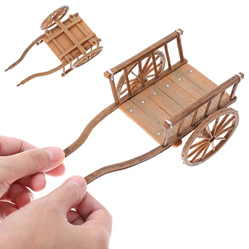 STOBOK 2Pcs Miniature Farming Cart Model Dollhouse Miniature Barrows Simulation Cart Ornaments Landscape Decorations Ancient Wagon Farm Tool Toys by STOBOK
