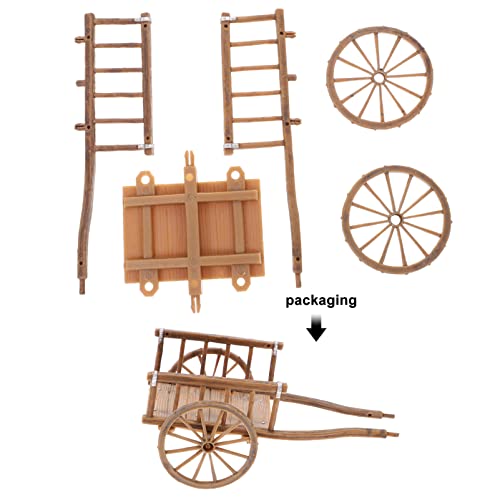 STOBOK 2Pcs Miniature Farming Cart Model Dollhouse Miniature Barrows Simulation Cart Ornaments Landscape Decorations Ancient Wagon Farm Tool Toys by STOBOK