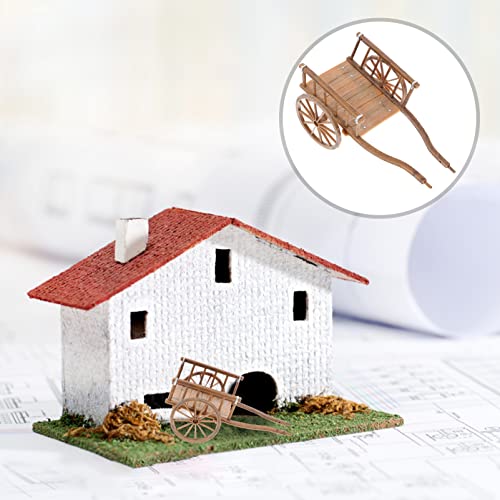 STOBOK 2Pcs Miniature Farming Cart Model Dollhouse Miniature Barrows Simulation Cart Ornaments Landscape Decorations Ancient Wagon Farm Tool Toys by STOBOK