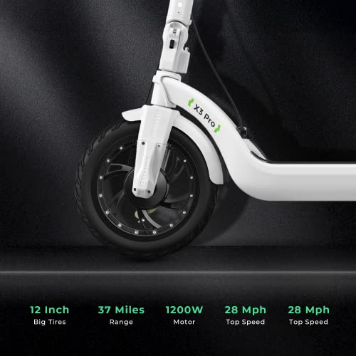 isinwheel X3Pro Electric Scooter, 1200W Motor E-Scooter,12" Fat Tires, 37 Miles Range, 28 Mph Portable Folding Commuter Electric Scooter for Adults, Maximum Load 400lbs & 4 Speed Modes by NEOZIN(WEIHAI)EV CO., LTD