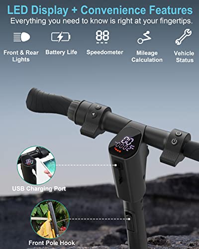 Mankeel Electric Scooter for Adults - 450W Motor 28 Miles Range 18.6 MPH - W.Capacity 264lbs Non-Pneumatic Solid 8.5" Tires - Kick Foldable E-Scooter - Bright Headlight & LED Display - Cruise Control from MANKEEL