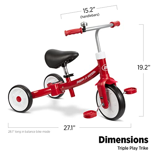 Radio Flyer Triple Play Trike, Toddler Tricycle, Balance Bike and Ride-On, Ages 1-3 by Radio Flyer