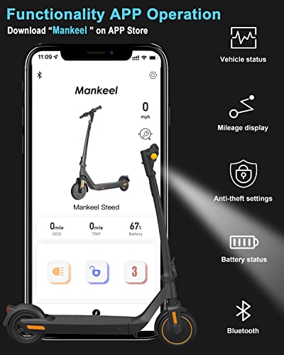 Mankeel Electric Scooter for Adults - 450W Motor 28 Miles Range 18.6 MPH - W.Capacity 264lbs Non-Pneumatic Solid 8.5" Tires - Kick Foldable E-Scooter - Bright Headlight & LED Display - Cruise Control from MANKEEL