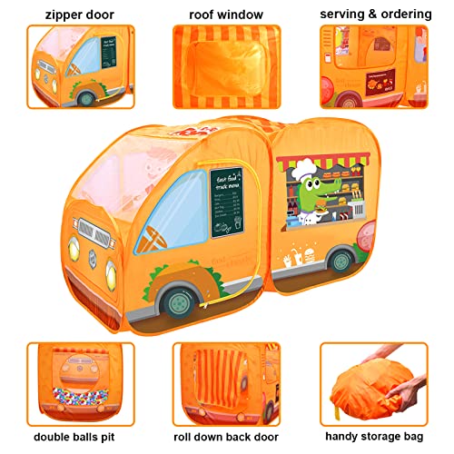 WEEK BEAN Kids Food Truck Tent with 55pcs Pretend Play Toy Food Set, Pop Up Play Tent with Childrenâs Ball Pit for Kids, Toddlers, Boys & Girls Indoor Outdoor, Gift for Aged 3 4 5 6 7 8 by SHANTOU QIBAO TECHNOLOGY CO.,LTD.